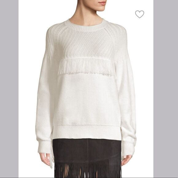 Frame Denim Fringe Knit Sweater Ivory S - Picture 1 of 9